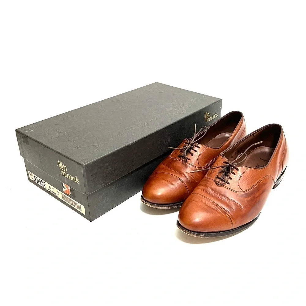 Vintage 1990s men’s cognac leather lace up Oxford shoes